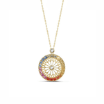 FANCIME "Rainbow Dream Catcher" Multicolor Sapphires Circle 18K Rose Gold Necklace Main