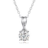FANCIME Moissanite Infinity Ribbon Solitaire 14K White Gold Necklace Main