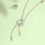 Fanci "Aqua Bliss" Butterfly Dangling Sterling Silver Necklace Blue Back