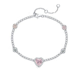 FANCIME "Pink Impression" Halo Heart Tennis Sterling Silver Bracelet Main
