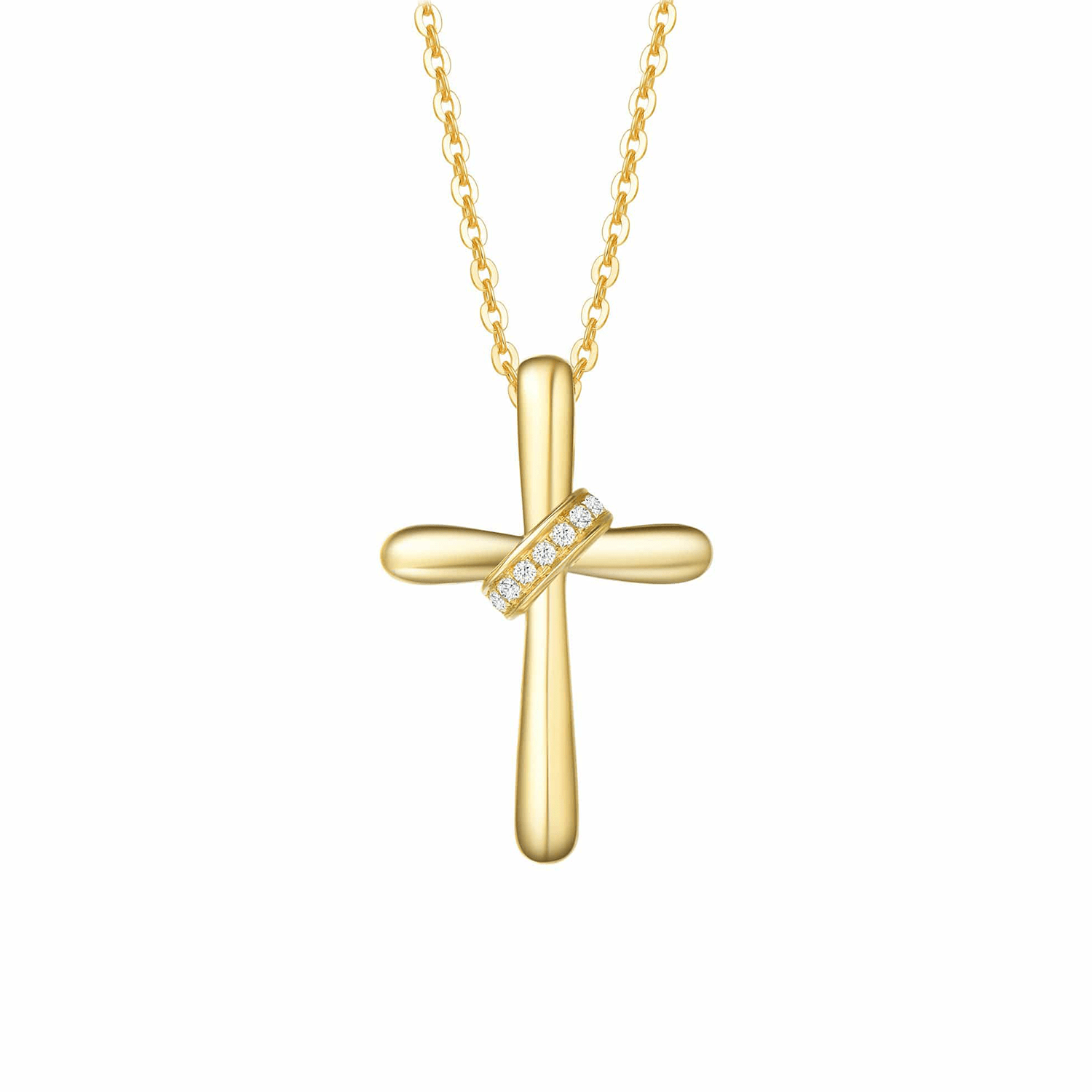 FANCIME Puffy Cross 9kt Yellow Gold Necklace Main