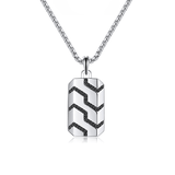Collier en argent sterling pour homme avec pendentif classique en spinelle noir sur chaîne en acier inoxydable 24 pouces