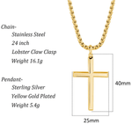 FANCIME Mens Polished Cross 925 Silver Necklace Size
