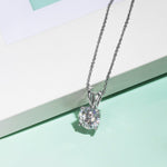 FANCIME Solitaire Moissanite Simulated 14k Solid White Gold Necklace Full