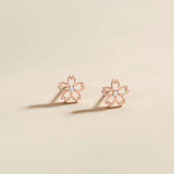 FANCIME "Lia" Diamond Cherry Blossom 14K Rose Gold Studs Show