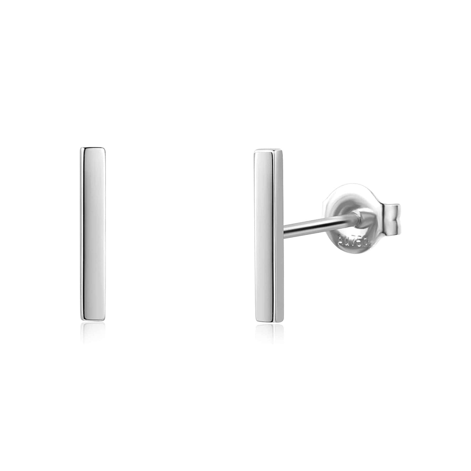 FANCIME Minimalist Bar 14K White Gold Stud Earrings Main