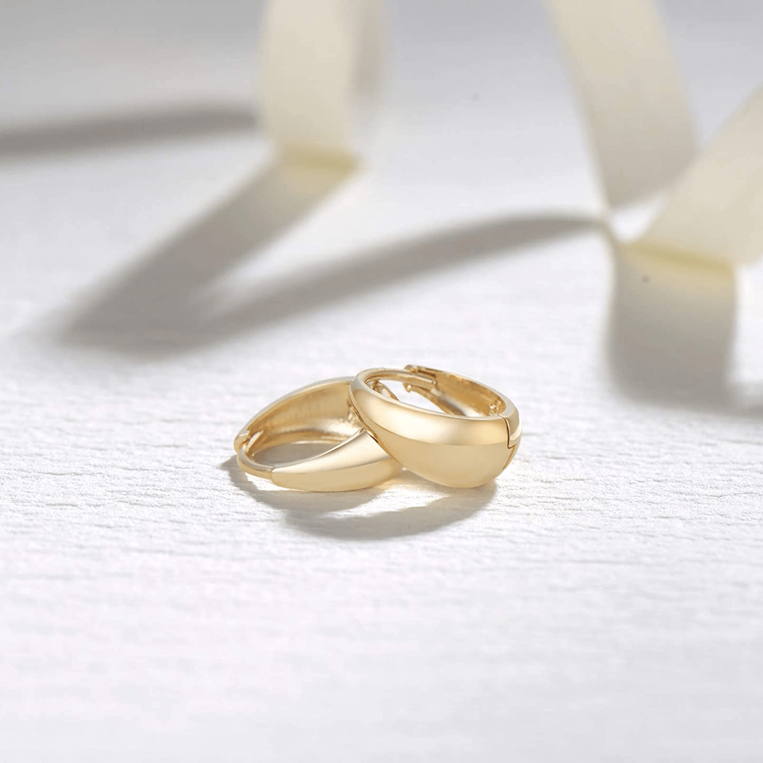 FANCIME Small Tapered 14K Yellow Gold Hoop Earrings Show