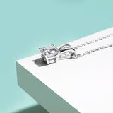 FANCIME Solitaire Moissanite Simulated 14k Solid White Gold Necklace Detail
