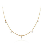 Fanci “5 Stone” Minimalist Chain 14K Solid Gold Necklace Main