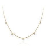 Fanci “5 Stone” Minimalist Chain 14K Solid Gold Necklace Main