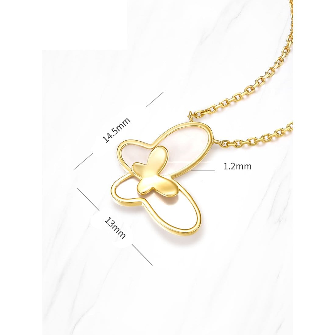 FANCIME "Fairy Pearl" Mother Of Pearl 14K Yellow Gold Necklace Size