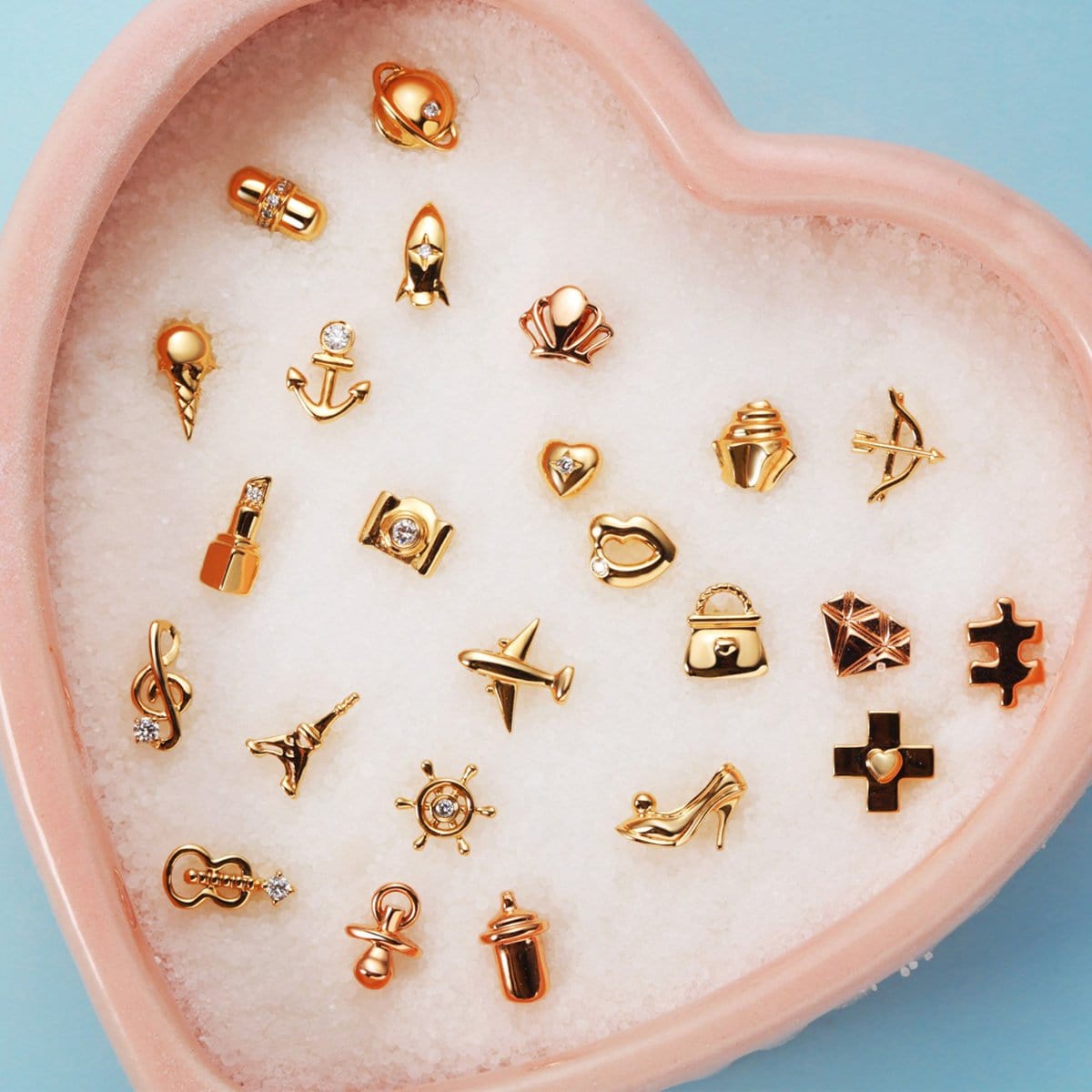 18K Yellow Gold Tiny Cute Unique Diamond Earring Studs