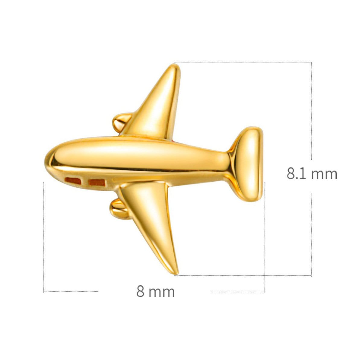 FANCIME Tiny Airplane 18K Yellow Gold Stud Earrings Size