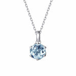 FANCIME Genuine Aquamarine Solitaire 14K White Gold Necklace Main