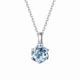 FANCIME Genuine Aquamarine Solitaire 14K White Gold Necklace Main