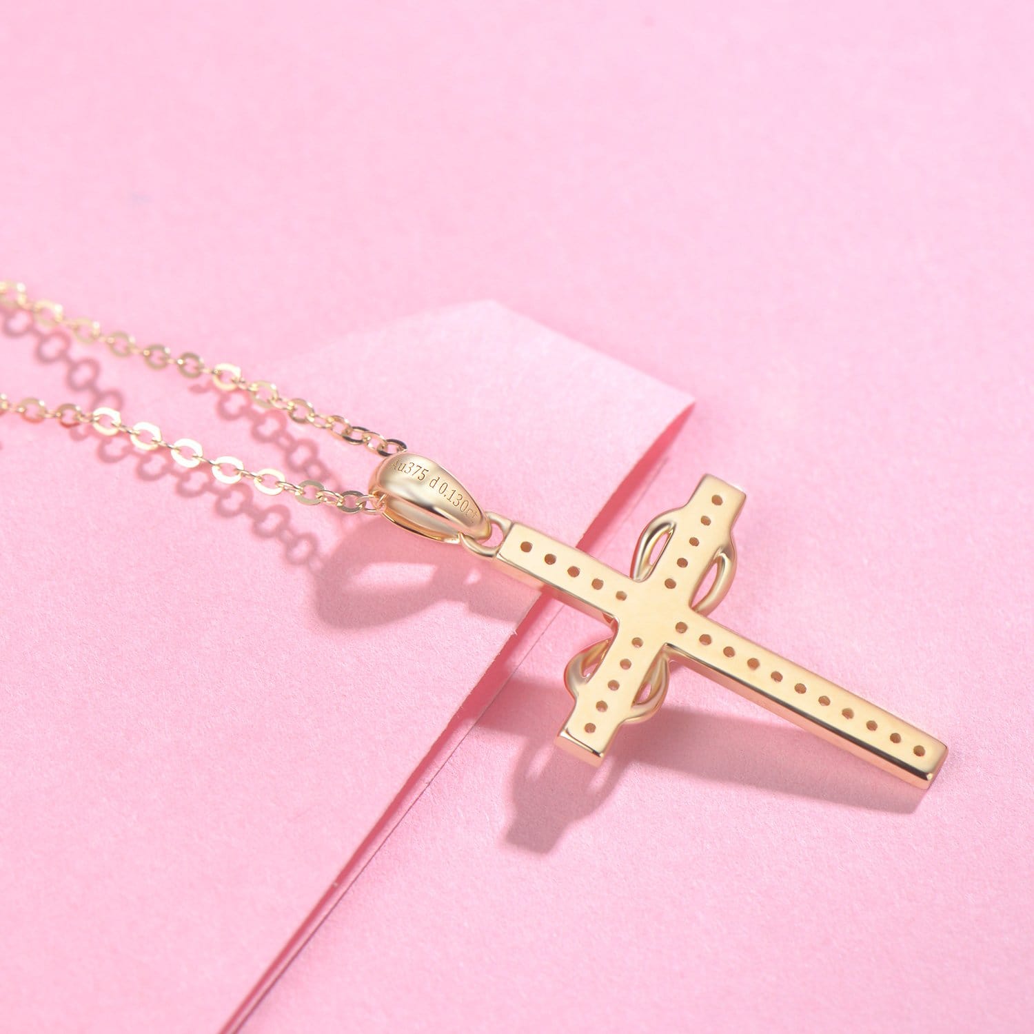 FANCIME Diamond Infinity Cross 9K Yellow Gold Necklace Back