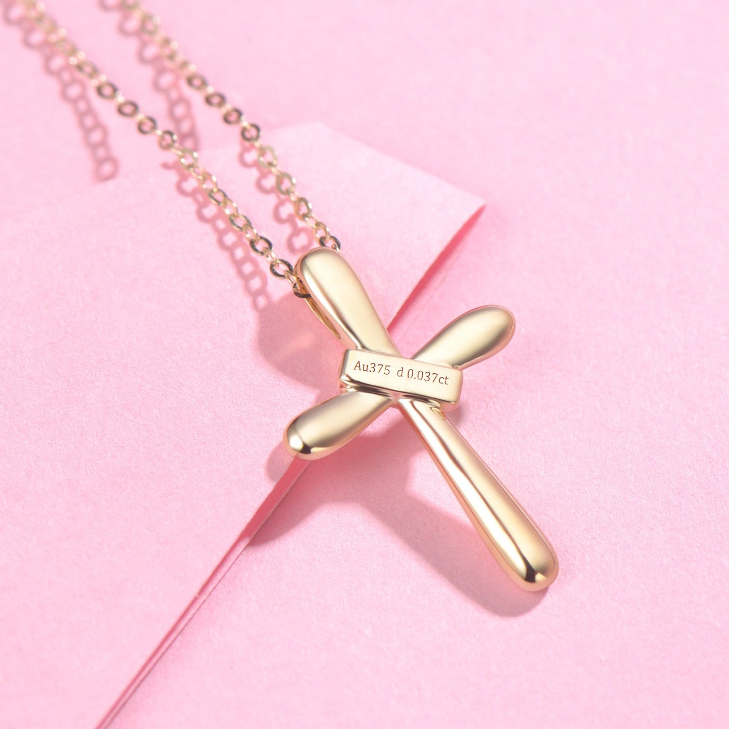 FANCIME Puffy Cross 9kt Yellow Gold Necklace Back