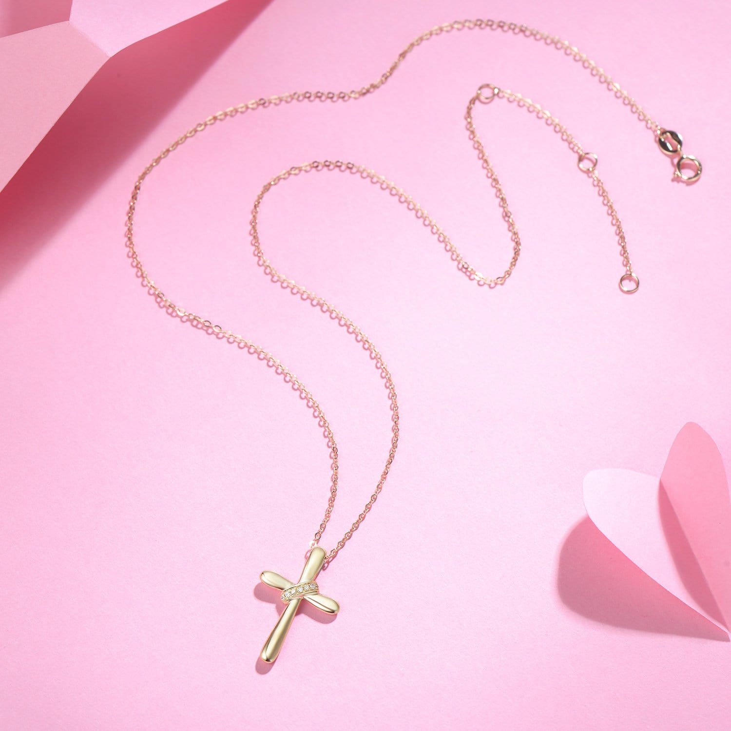 FANCIME Puffy Cross 9kt Yellow Gold Necklace Full