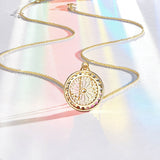 FANCIME "Rainbow Dream Catcher" Multicolor Sapphires Circle 18K Rose Gold Necklace Back