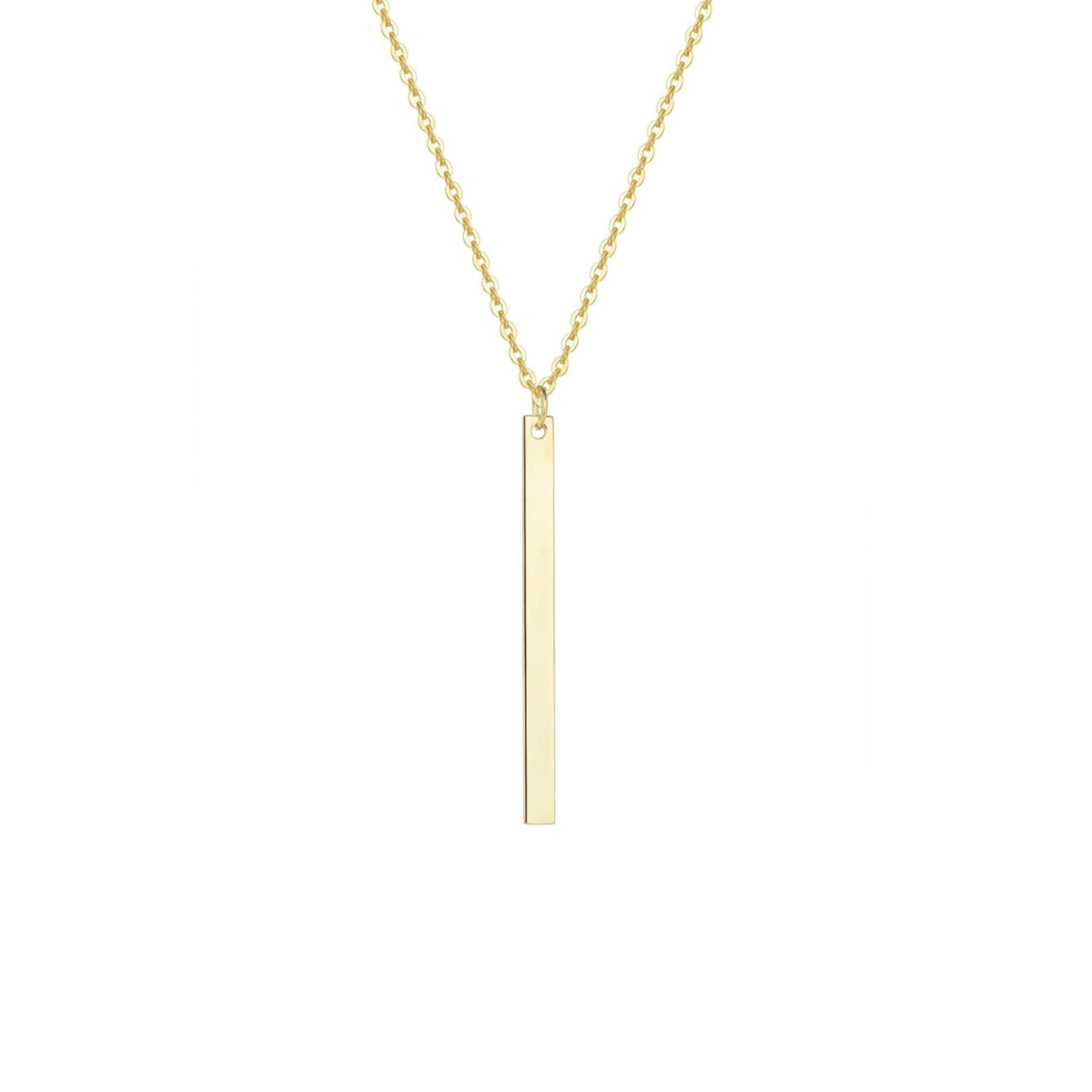 FANCIME Minimalist Bar Vertical Drop 14K Yellow Gold Necklace Main