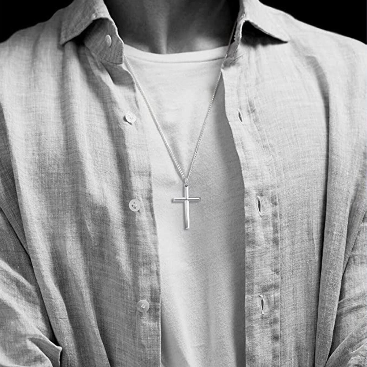 FANCIME Beveled Edge Cross Sterling Silver Necklace Show