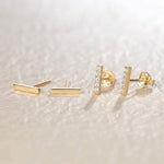 FANCIME Chime Bar 14K Yellow Gold Stud Earrings Show