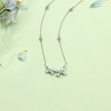 FANCIME "Butterfly Love" Sterling Silver Cut CZ Stones Butterfly Necklace Blue Back