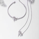 Bracelet en argent sterling tennis avec nœud doux et pierre blanche "My Fairy Lady" FANCIME