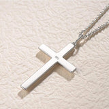 FANCIME Beveled Edge Cross Sterling Silver Necklace Back