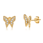FANCIME "Juliet" Diamond Butterfly 14K Solid Yellow Gold Studs Main