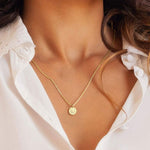 FANCIME Moon Star Round Disc Coin 14K Solid Gold Necklace Show