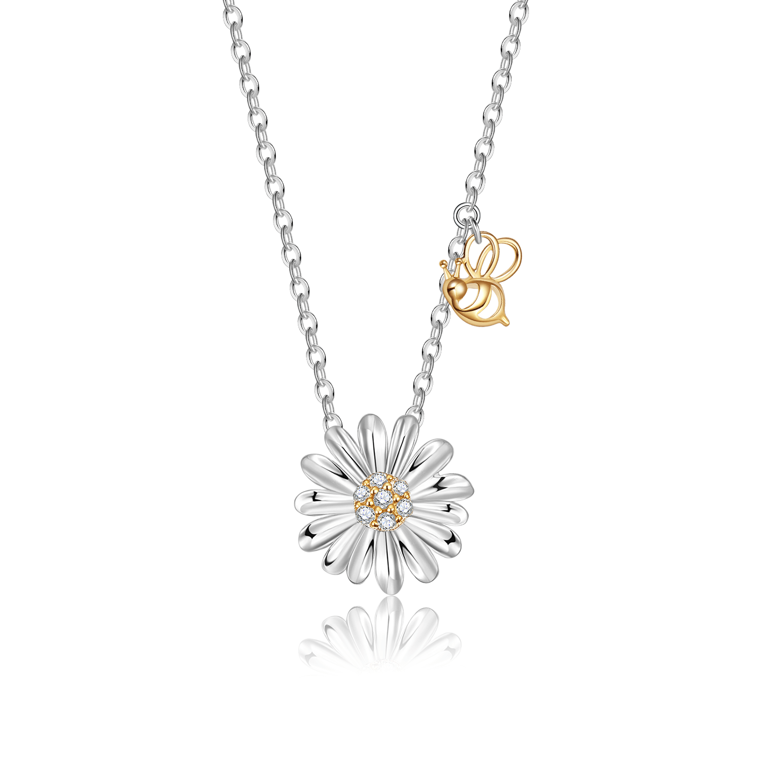 Fanci "Daisy" Daisy Bee Sapphire 18K White Gold Necklace Main