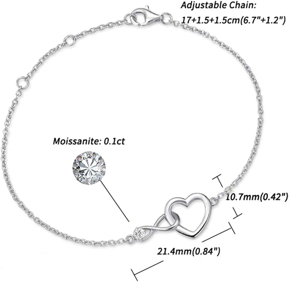 FANCIME Armband mit ineinandergreifendem Unendlichkeitsherz aus 14-karätigem Massivgold