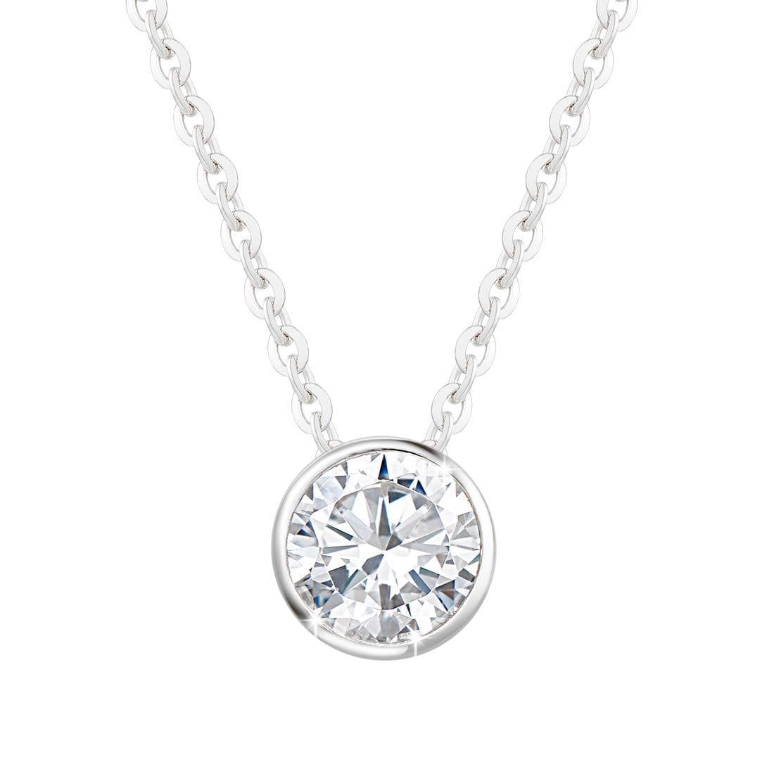 FANCIME Moissanite Bezel Set Solitaire 14K White Gold Necklace Main