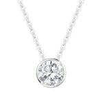 FANCIME Moissanite Bezel Set Solitaire 14K White Gold Necklace Main