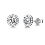 FANCIME Halo Setting Moissanite 14K Solid White Gold Stud Earrings Main