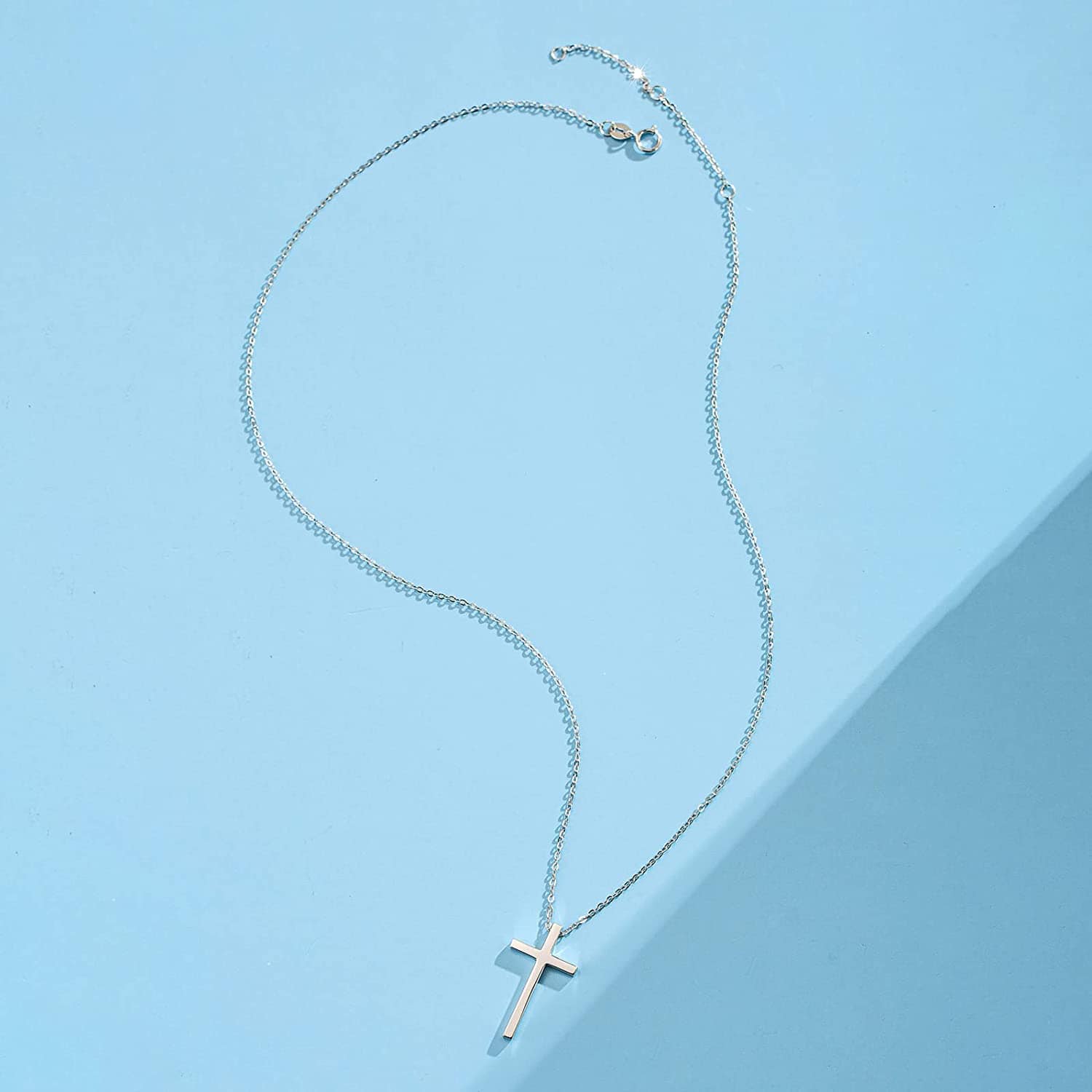 Fanci "Committed Faith" Cross Pendant 14K White Gold Necklace Full