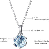 FANCIME Genuine Aquamarine Solitaire 14K White Gold Necklace Size