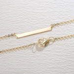 FANCIME "Simply Bar" Horizontal Gold Bar 14K Yellow Gold Necklace Link