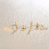 FANCIME Chime Bar 14K Yellow Gold Stud Earrings Show