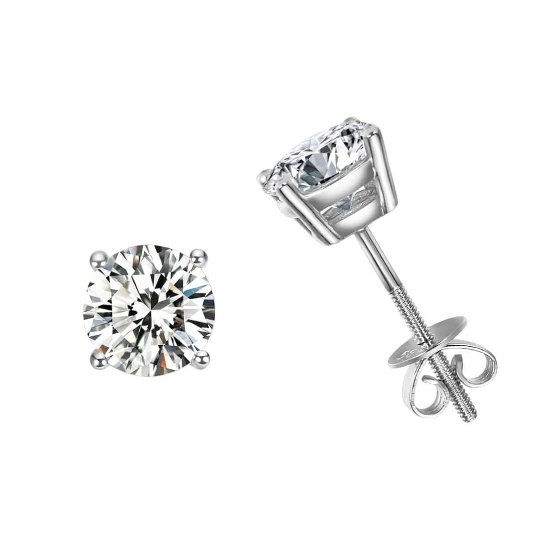 FANCIME Dainty Solitaire Moissanite 14K White Gold Stud Earrings Main