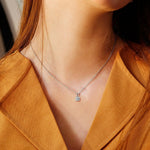 FANCIME Solitaire Moissanite Simulated 14k Solid White Gold Necklace Show