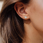 FANCIME 1 CTTW  Moissanite Bezel 14K Solid White Gold Stud Earrings Model