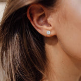 FANCIME 1 CTTW  Moissanite Bezel 14K Solid White Gold Stud Earrings Model