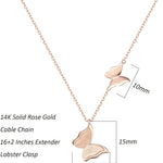 FANCIME "Twinkling Kiss" Butterfly 14K Rose Gold Necklace Size