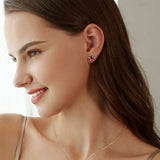 14K Yellow Gold Natural Garnet Round Stud Earrings for women