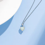 FANCIME Opal October Gemstone Heart Sterling Silver Necklace Detail