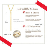 FANCIME Minimalist Bar Vertical Drop 14K Yellow Gold Necklace Size
