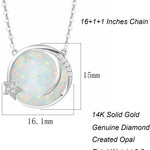 Fanci "Dreamy Wish" Opal Moon Star Disc 14K Gold Necklace Size