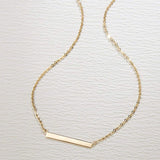 FANCIME "Simply Bar" Horizontal Gold Bar 14K Yellow Gold Necklace Full